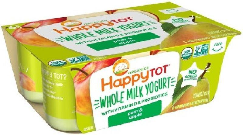 Happy Family: Pear & Apple Yogurt Pack Of 6, 4 Oz