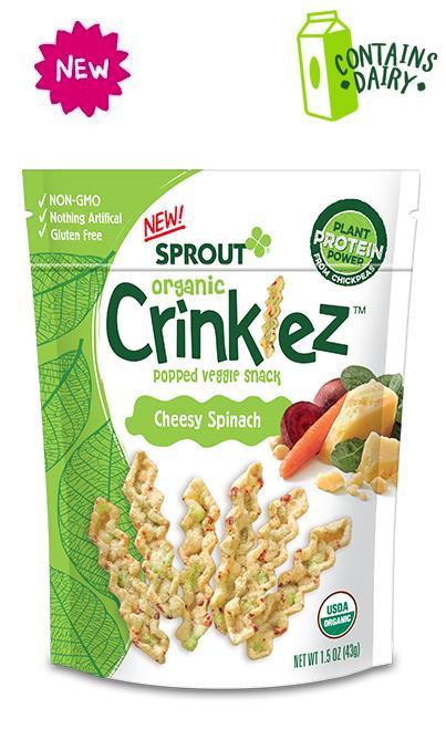 Sprout: Organic Crinklez Popped Veggie Snack Cheesy Spinach, 1.5 Oz