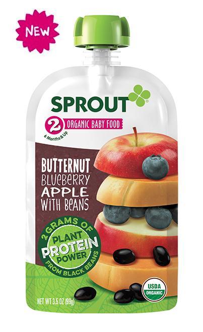 Sprout: Organic Baby Food Stage 2 Butternut Blueberry Apple With Beans, 3.5 Oz