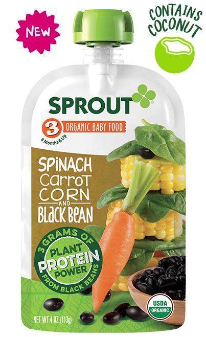 Sprout: Organic Baby Food Stage 3 Spinach Carrot Corn & Black Bean, 4 Oz