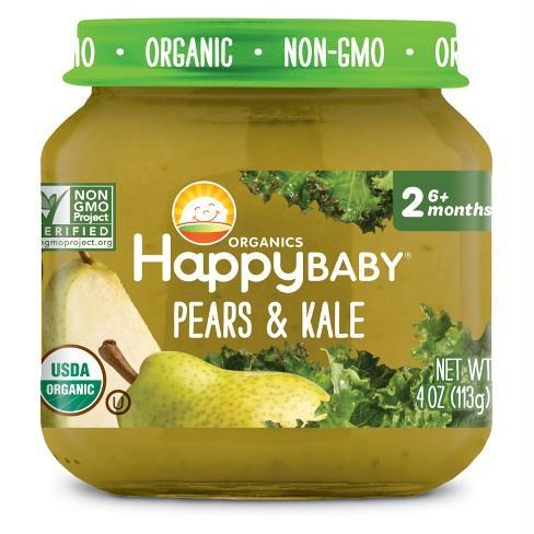 Happy Baby: Stage 2 Pears And Kale Baby Food, 4 Oz