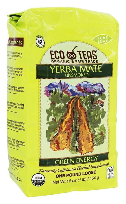 Eco Teas: Yerba Mate Pure Leaf Loose Tea Green Energy Unsmoked, 16 Oz