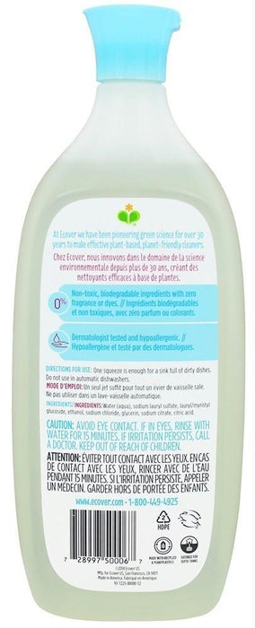 Ecover: Zero Liquid Dish Soap Fragrance Free, 25 Oz