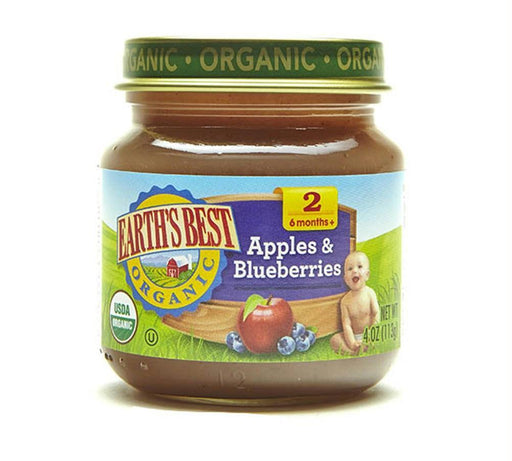 Earth's Best: Organic Baby Food Stage 2 Apples & Blueberries, 4 Oz