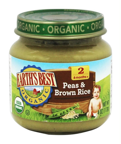 Earth's Best: Organic Baby Food Stage 2 Peas & Brown Rice, 4 Oz