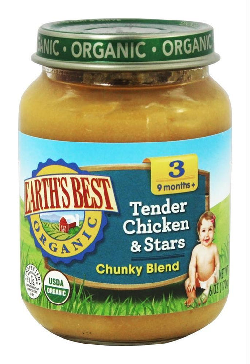 Earth's Best: Organic Baby Food Stage 3 Tender Chicken & Stars Chunky Blend, 6 Oz