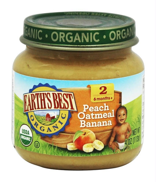 Earth's Best: Organic Baby Food Stage 2 Peach Oatmeal Banana, 4 Oz