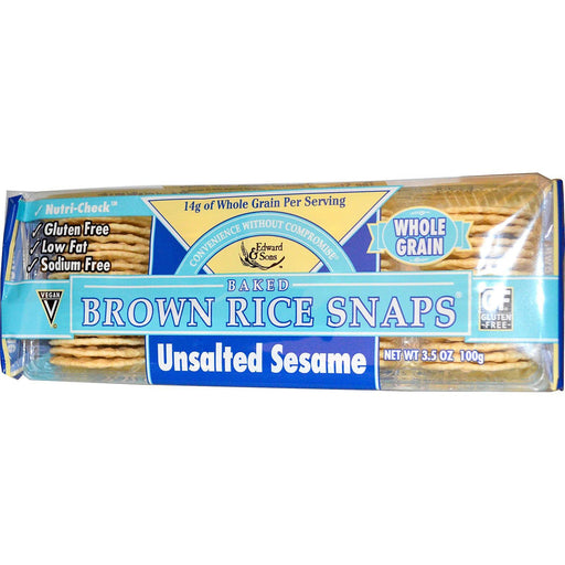 Edward & Songs: Brown Rice Snaps Unsalted Sesame, 3.5 Oz