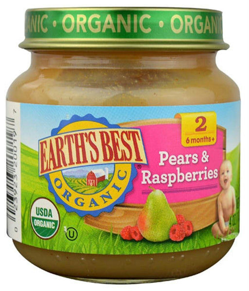 Earth's Best: Organic Baby Food Stage 2 Pears & Raspberries, 4 Oz