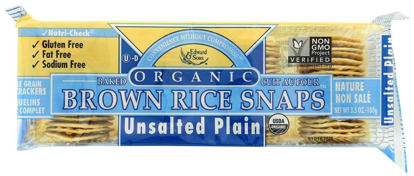 Edward & Sons: Organic Baked Brown Rice Snaps Unsalted Plain, 3.5 Oz