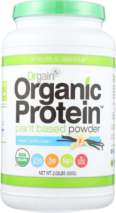 Orgain: Organic Protein Plant Based Powder Sweet Vanilla Bean, 2.03 Lb