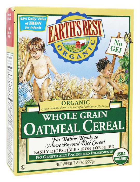 Earth's Best Organic Whole Grain Oatmeal Cereal, 8 Oz