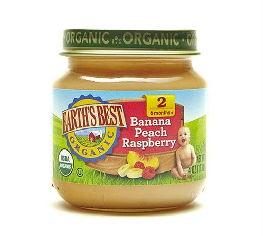 Earth's Best: Organic Baby Food Stage 2 Banana Peach Raspberry, 4 Oz