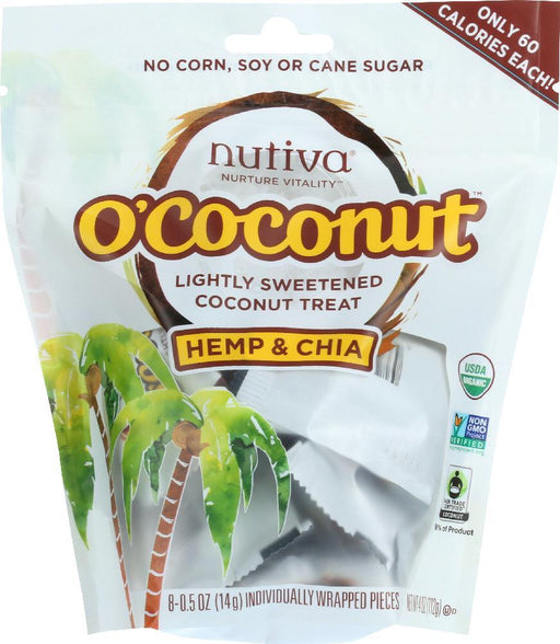 Nutiva: O'coconut Lightly Sweetened Coconut Treat Hemp And Chia, 4 Oz