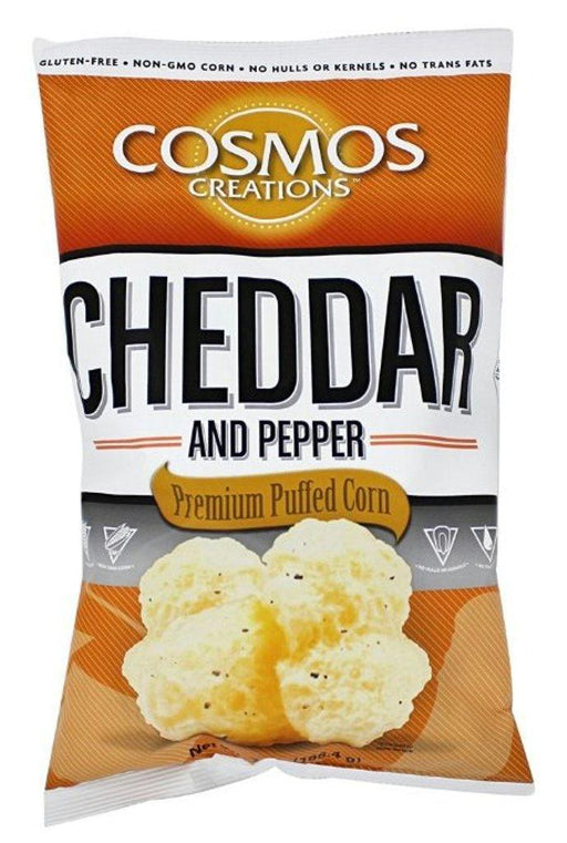 Cosmos Creations: Aged Cheddar & Cracked Pepper Premium Puffed Corn, 7 Oz