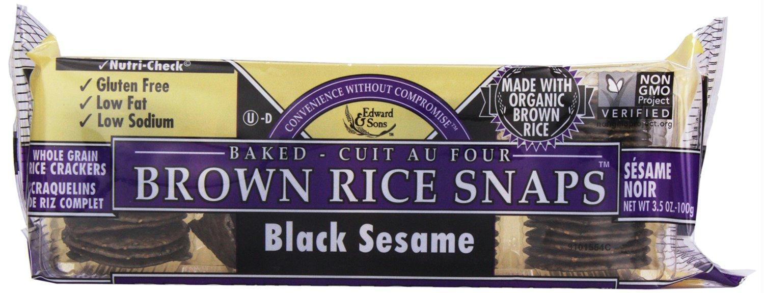 Edward & Sons: Baked Brown Rice Snaps Black Sesame, 3.5 Oz