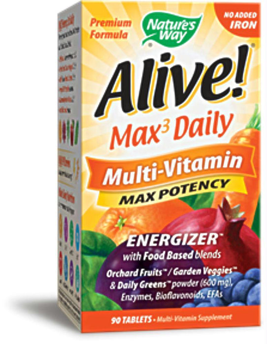 Nature's Way: Alive! Max3 Daily Multi-vitamin No Iron Added, 90 Tablets