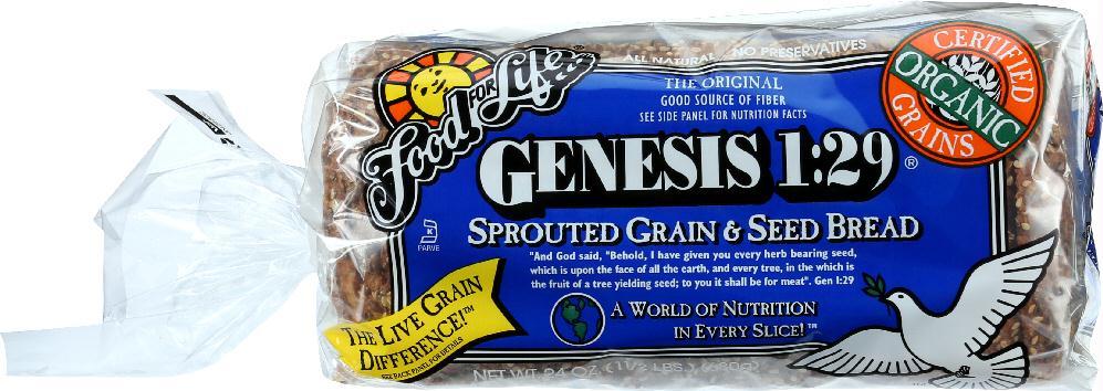 Food For Life: Organic Genesis 1:29 Sprouted Whole Grain And Seed Bread, 24 Oz