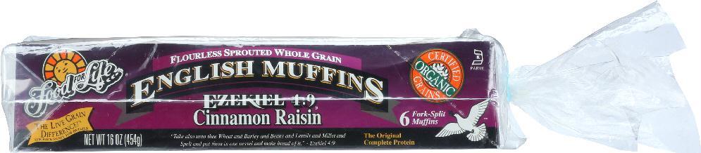 Food For Life: Ezekiel 4:9 English Muffins Cinnamon Raisin, 16 Oz