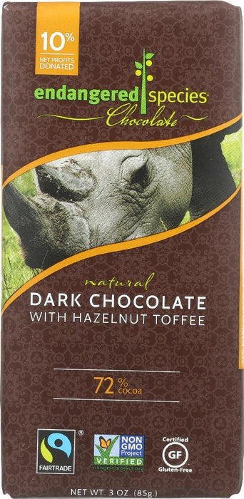 Endangered Species: Natural Dark Chocolate Bar With Hazelnut Toffee, 3 Oz