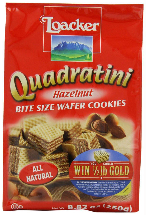 Loacker: Quadratini Bite Size Wafer Cookies Hazelnut, 8.82 Oz