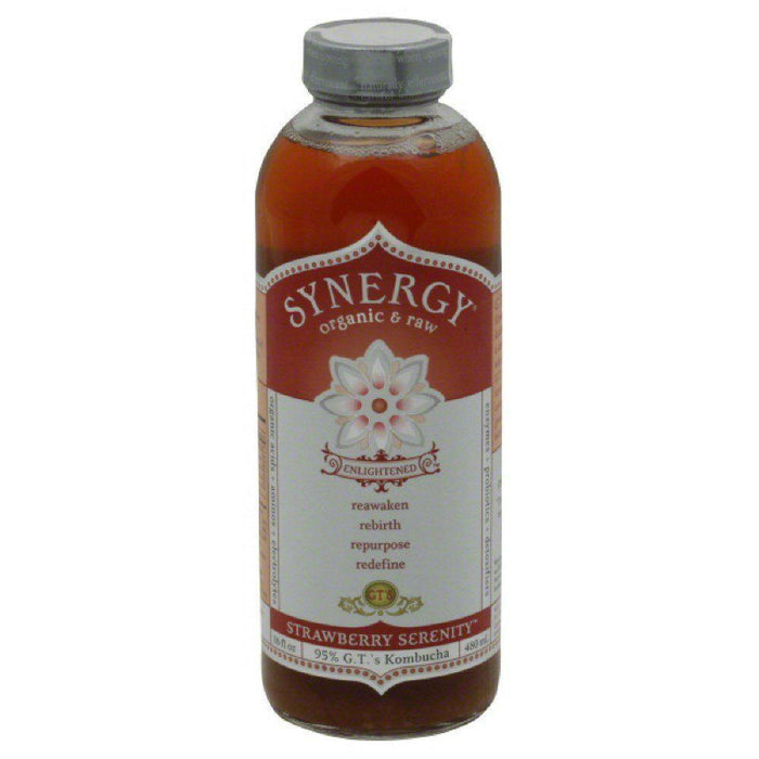 Gt Enlightened Kombucha: Synergy Strawberry Drink, 16 Oz