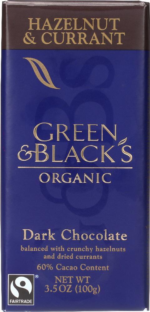 Green & Black's: Organic Hazelnut & Currant Dark Chocolate, 3.5 Oz