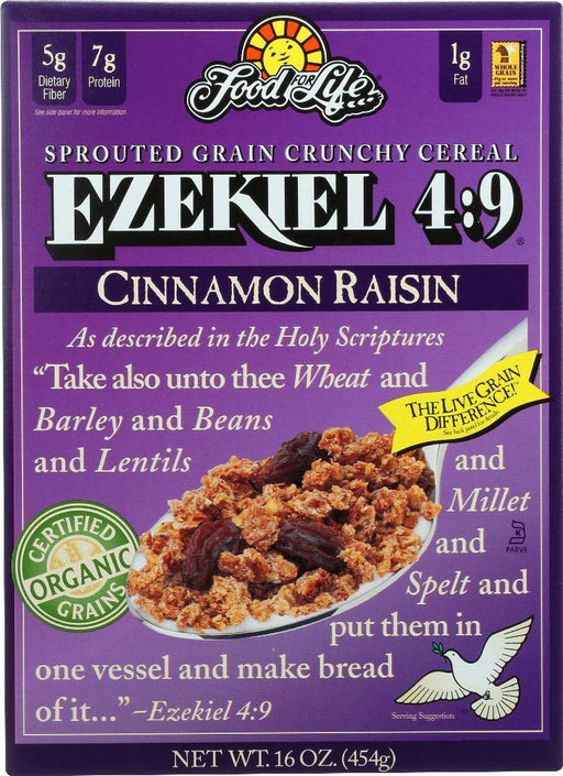 Food For Life: Ezekiel 4:9 Sprouted Grain Cereal Cinnamon Raisin, 16 Oz