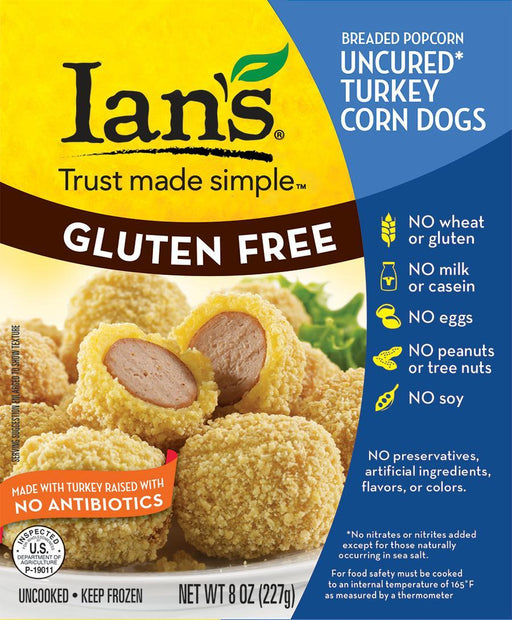 Ian's Natural Foods: Breaded Popcorn Turkey Corn Dogs, 8 Oz