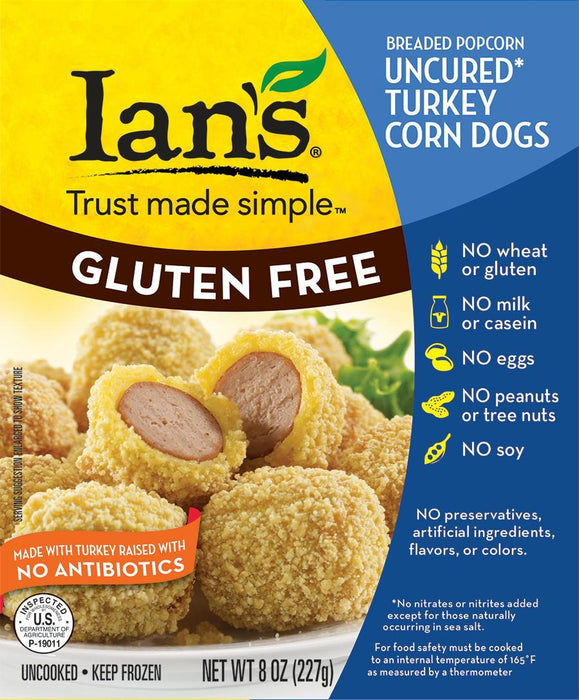 Ian's Natural Foods: Breaded Popcorn Turkey Corn Dogs, 8 Oz