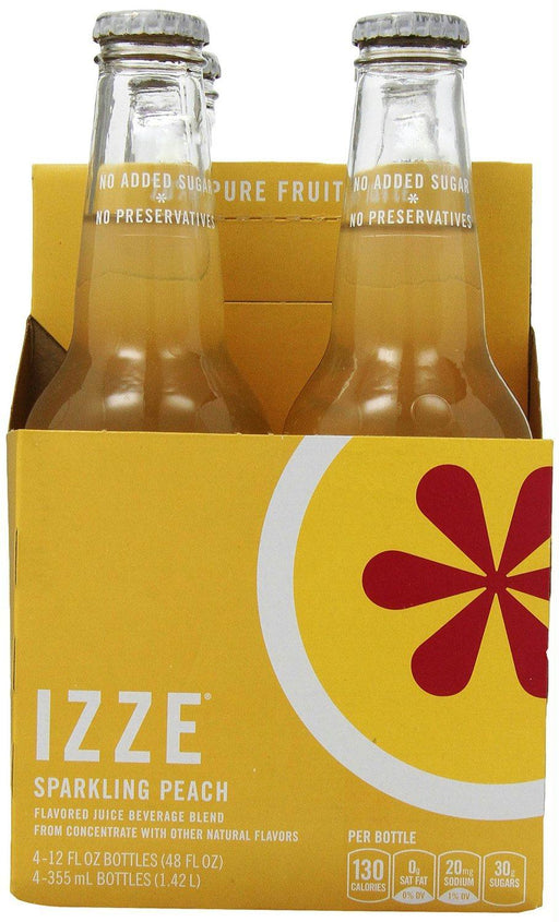 Izze: Sparkling Peach Flavored Juice Beverage 4 Count, 48 Oz