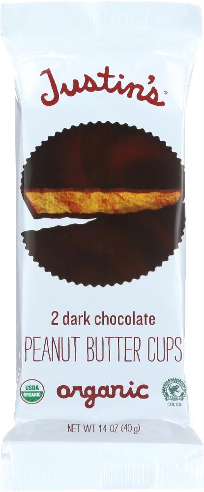 Justins: Organic Peanut Butter Cups Dark Chocolate, 1.4 Oz