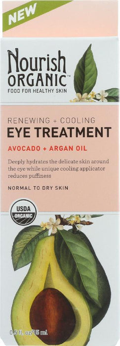 Nourish Organic: Renewing + Cooling Eye Treatment, Avocado + Argan Oil, 0.5 Oz