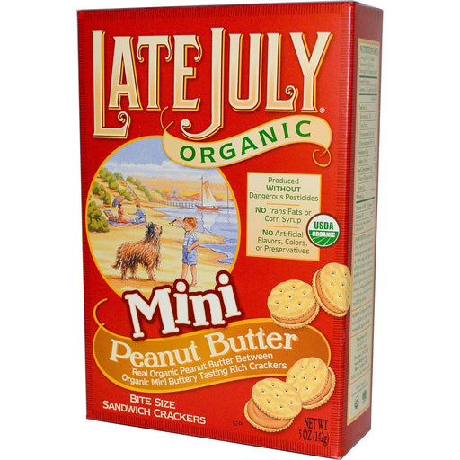 Late July: Organic Bite Size Sandwich Crackers Peanut Butter, 5 Oz