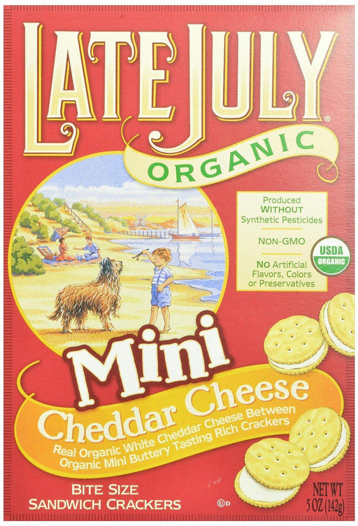 Late July: Organic Bite Size Sandwich Crackers Cheddar Cheese, 5 Oz