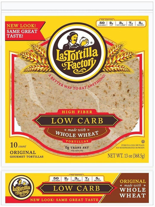 La Tortilla:  Factory Whole Wheat Low Carb Tortillas, 13 Oz