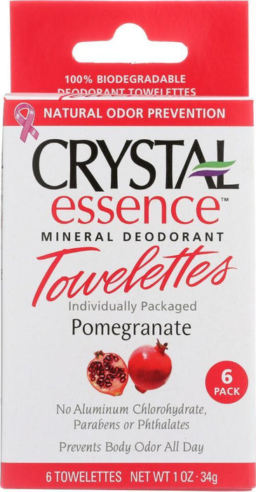 Crystal Body Deodorant: Deodorant Towelettes Pomegranate, 6 Pk