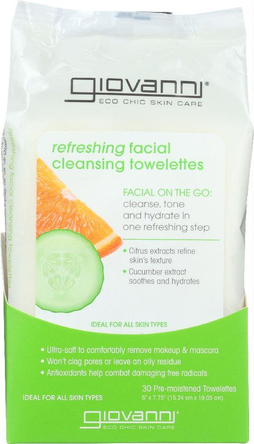 Giovanni: Facial Cleansing Towelettes Refreshing Citrus Cucumber, 30 Count