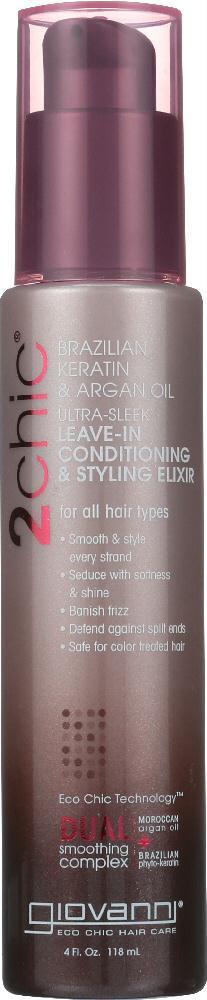 Giovanni Cosmetics: Ultra-sleek Leave-in Conditioner Brazilian Keratin & Argan Oil, 4 Oz