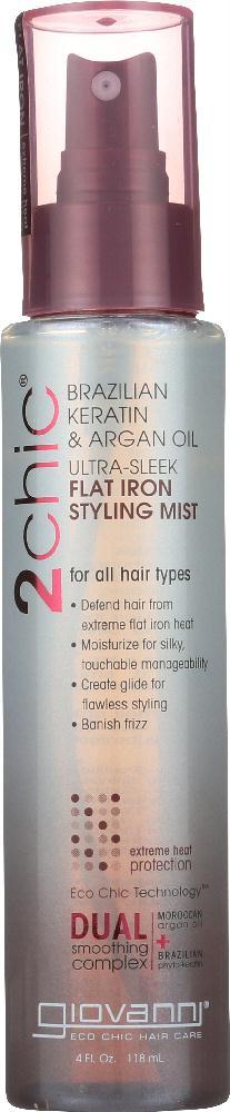 Giovanni Cosmetics: Ultra-sleek Flat Iron Styling Mist Brazilian Keratin & Argan Oil, 4 Oz