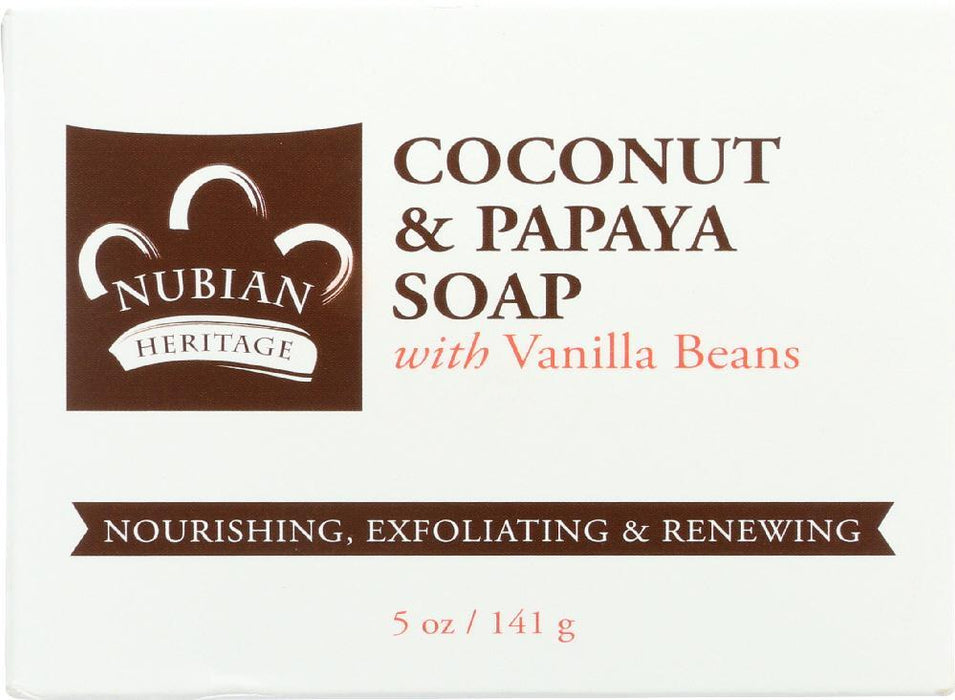 Nubian Heritage: Bar Soap Coconut And Papaya With Vanilla Beans, 5 Oz