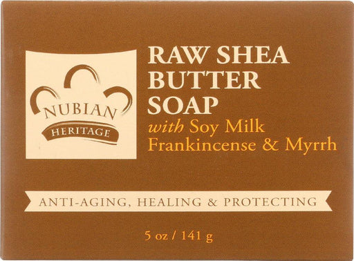 Nubian Heritage: Bar Soap Raw Shea Butter With Soy Milk Frankincense And Myrrh, 5 Oz