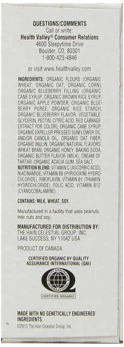 Health Valley: Organic Multigrain Cereal Bars Blueberry Cobbler 6x1.3oz Bars, 7.9 Oz