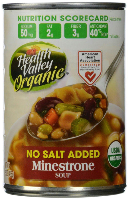 Health Valley: Organic Minestrone Soup No Salt Added, 15 Oz