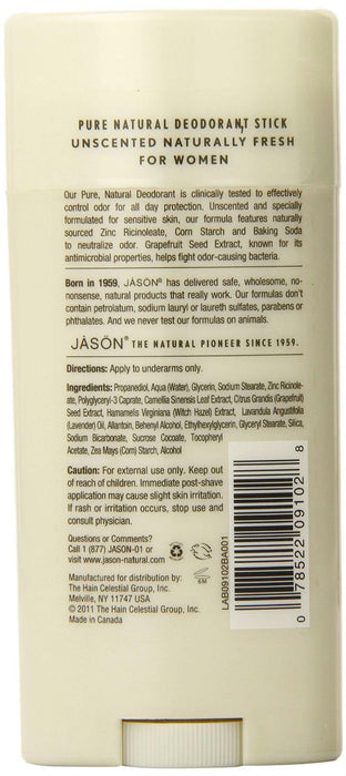 Jason: Deodorant Stick For Women Unscented, 2.5 Oz