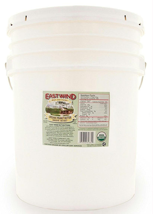 East Wind: Peanut Butter Smooth No Salt Organic, 35 Lb