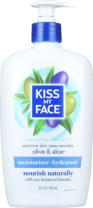 Kiss My Face: Moisturizer Lotion Olive & Aloe Fragrance Free, 16 Oz