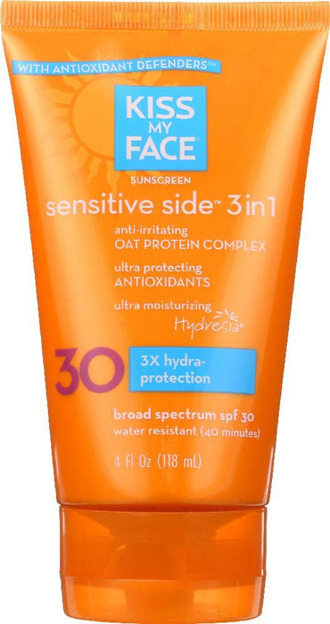 Kiss My Face: Sensitive Side 3in1 Sunscreen Spf 30, 4 Oz