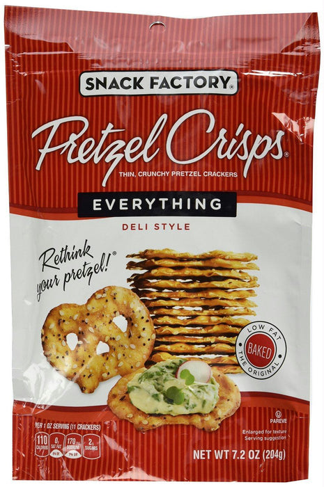 Snack Factory: Pretzel Crisps Deli Style Everything, 7.2 Oz