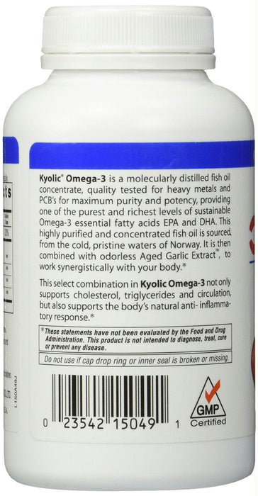 Kyolic: Aged Garlic Extract Omega 3 Cholesterol & Circulation, 90 Softgels